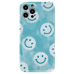 Funda para iPhone con carita sonriente azul