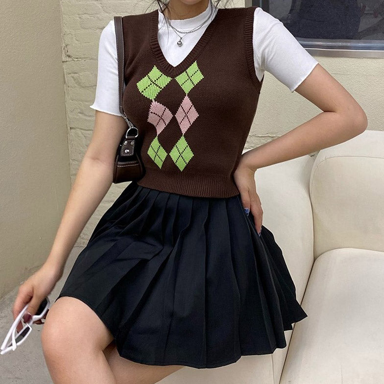 Brown Argyle Vest