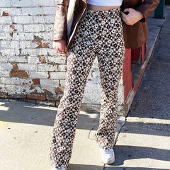 Brown Floral Pants