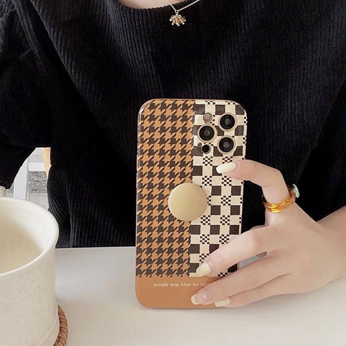 Brown Houndstooth iPhone Case