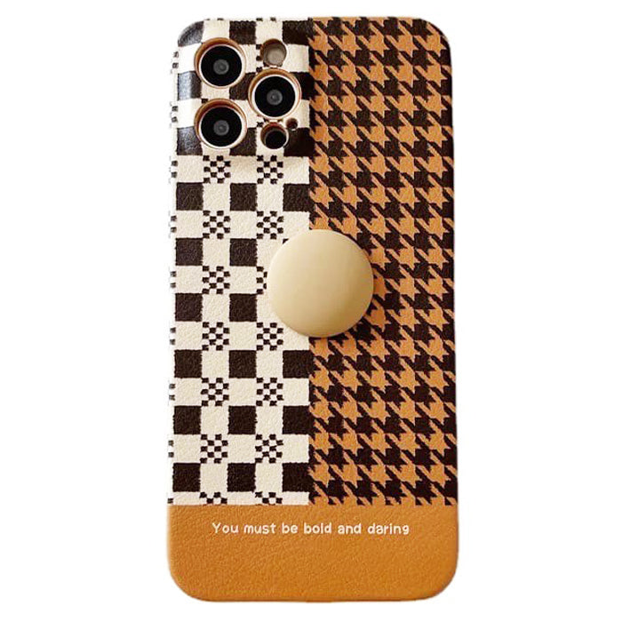 Funda para iPhone con diseño de pata de gallo marrón