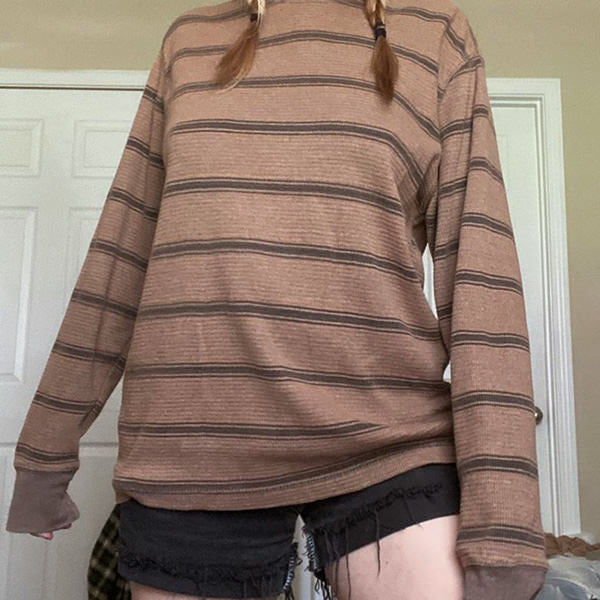 Brown Striped Longsleeve Top