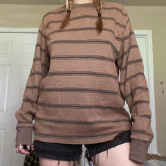 Brown Striped Longsleeve Top