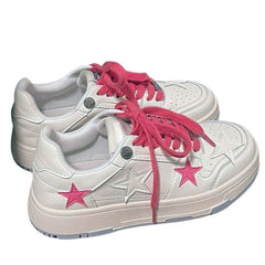 Sneakers mit Stern in Bubblegum-Pink in Weiß