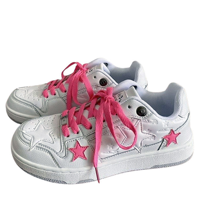 Zapatillas deportivas con estrellas en color rosa chicle y blanco