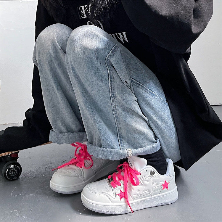 Sneakers mit Stern in Bubblegum-Pink in Weiß