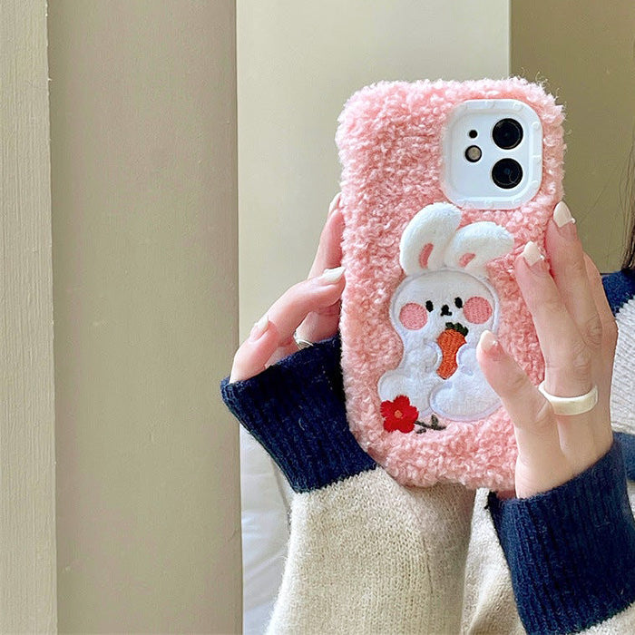 Funda para iPhone con diseño de conejito esponjoso