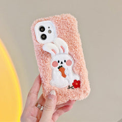 Funda para iPhone con diseño de conejito esponjoso