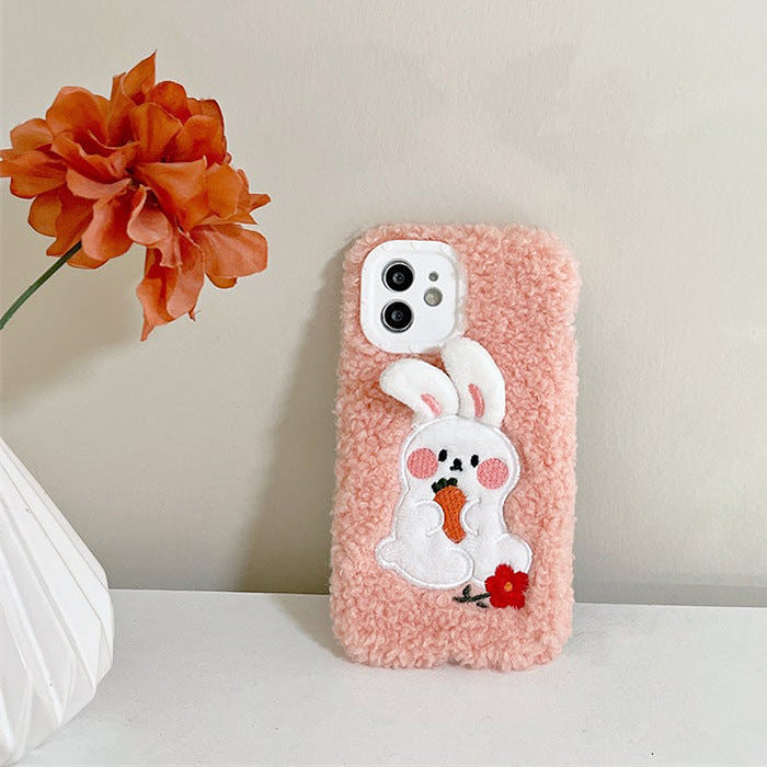 Funda para iPhone con diseño de conejito esponjoso