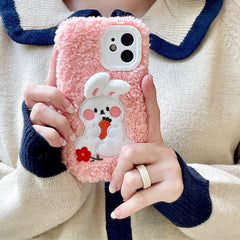 Funda para iPhone con diseño de conejito esponjoso