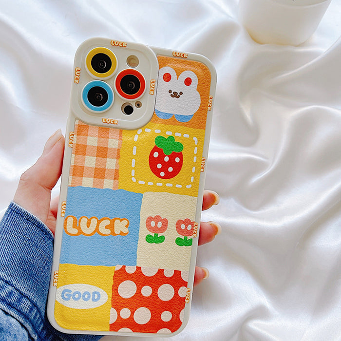 Funda para iPhone con diseño de patchwork de conejito