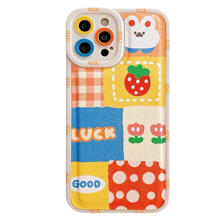 Funda para iPhone con diseño de patchwork de conejito