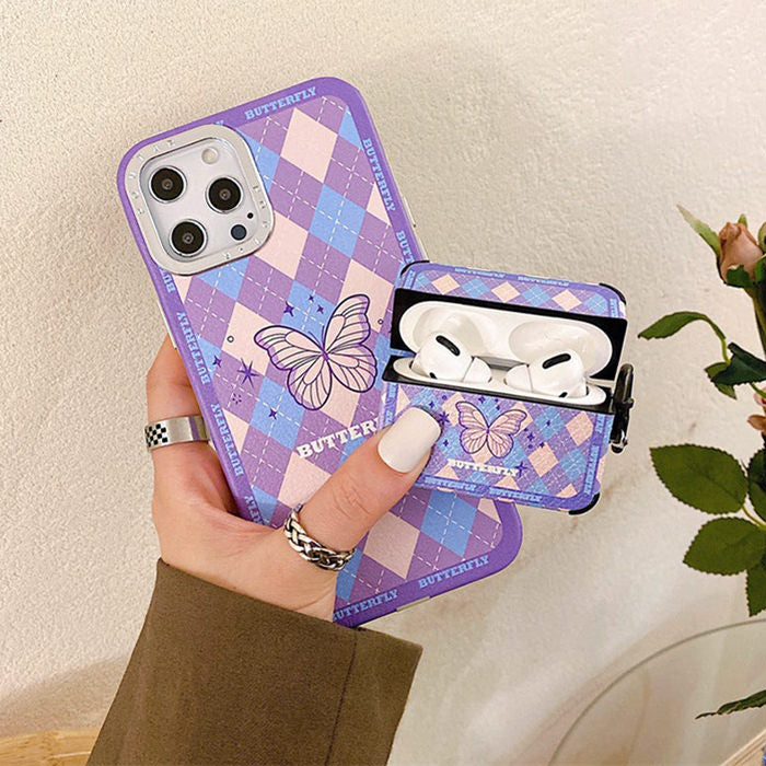 Butterfly Argyle Airpods Case