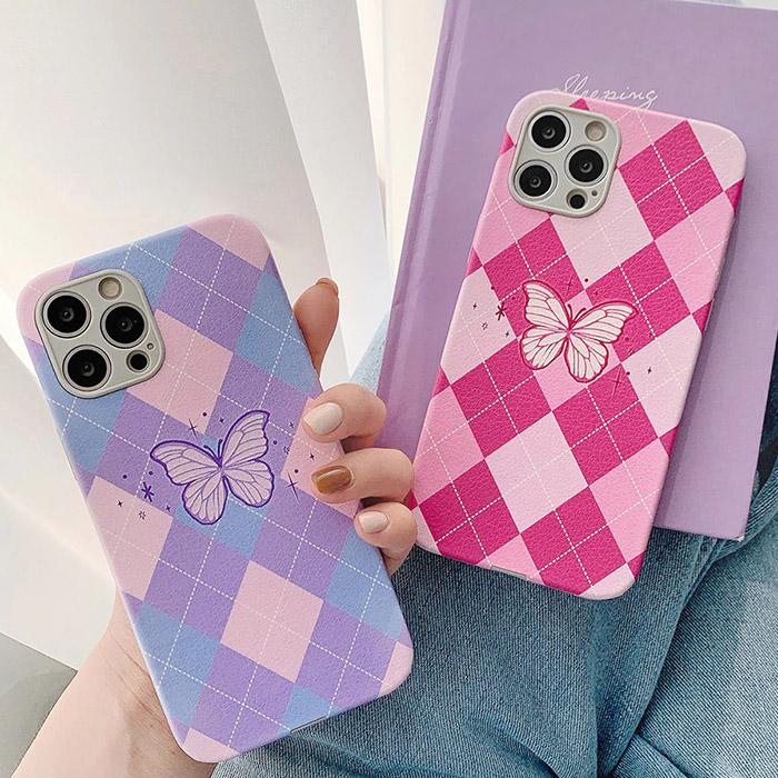 Funda para iPhone con diseño de mariposas y rombos