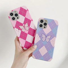 Funda para iPhone con diseño de mariposas y rombos