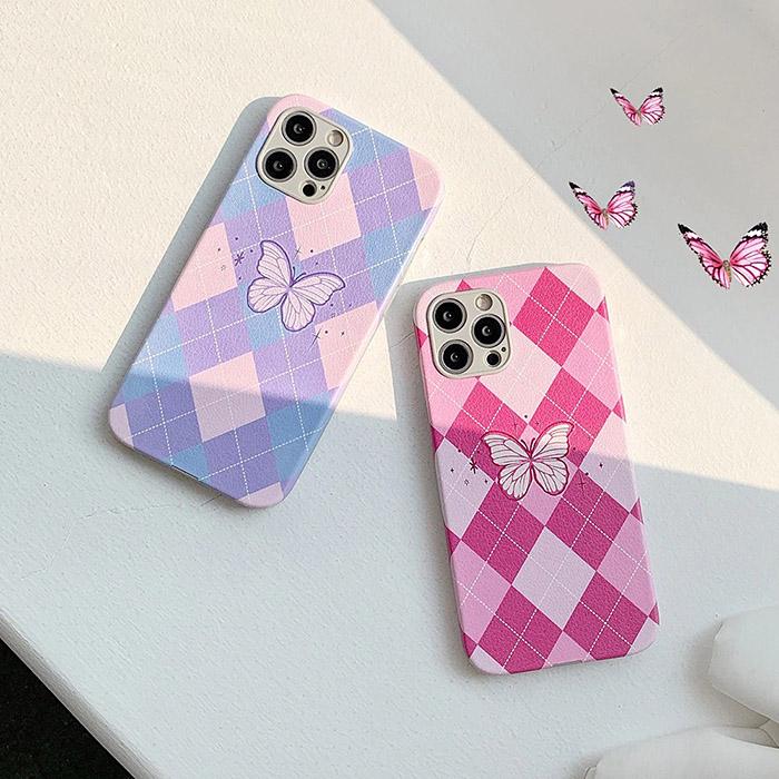 Funda para iPhone con diseño de mariposas y rombos