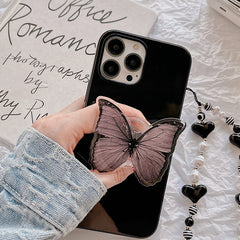 Funda para iPhone con cadena de cuentas y mariposas