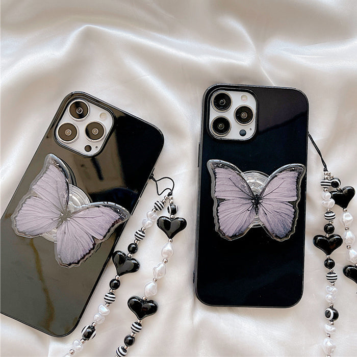 Funda para iPhone con cadena de cuentas y mariposas