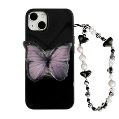 Funda para iPhone con cadena de cuentas y mariposas