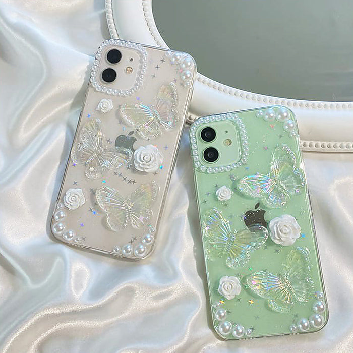 Funda transparente con diseño de mariposa para iPhone