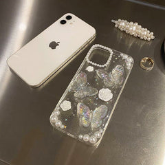 Funda transparente con diseño de mariposa para iPhone