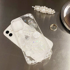 Funda transparente con diseño de mariposa para iPhone