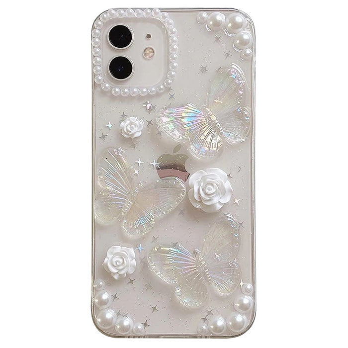 Funda transparente con diseño de mariposa para iPhone