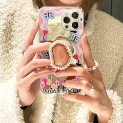 Butterfly Flower Pearl iPhone Case