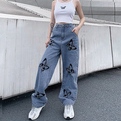 Jeans mit Schmetterlings-Print