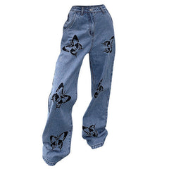 Jeans mit Schmetterlings-Print