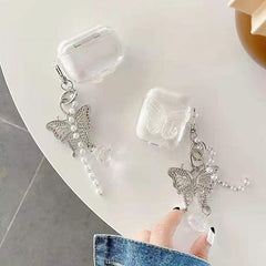 Estuche transparente con diseño de mariposa para Airpods