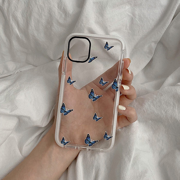 Funda transparente para iPhone con diseño de mariposa 