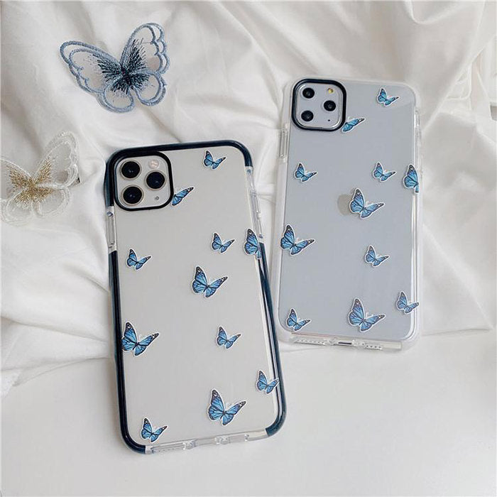 Funda transparente para iPhone con diseño de mariposa 