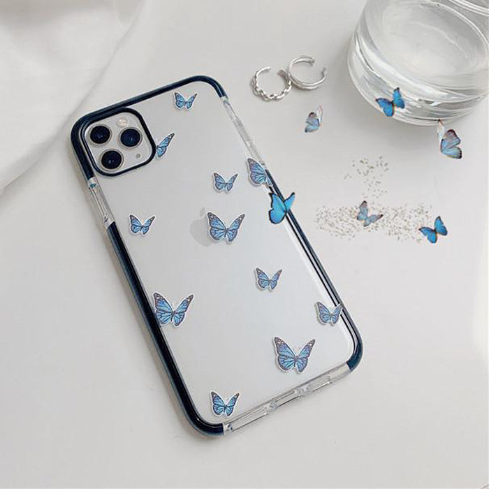 Funda transparente para iPhone con diseño de mariposa 