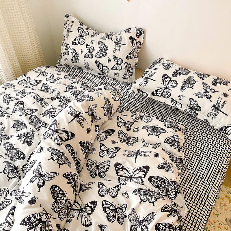 Juego de cama con diseño de mariposas