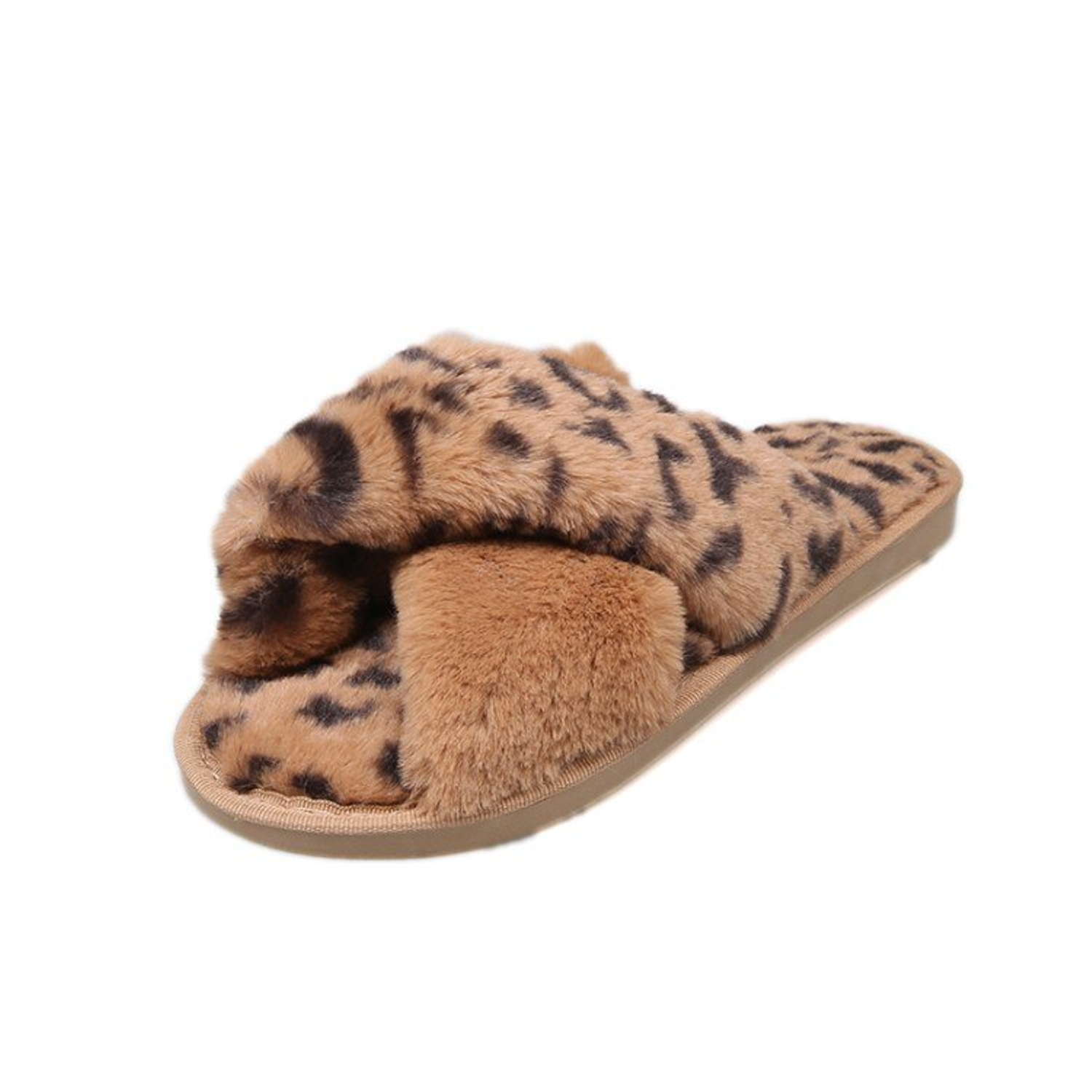 Warm Faux Fur Leopard Home Slippers