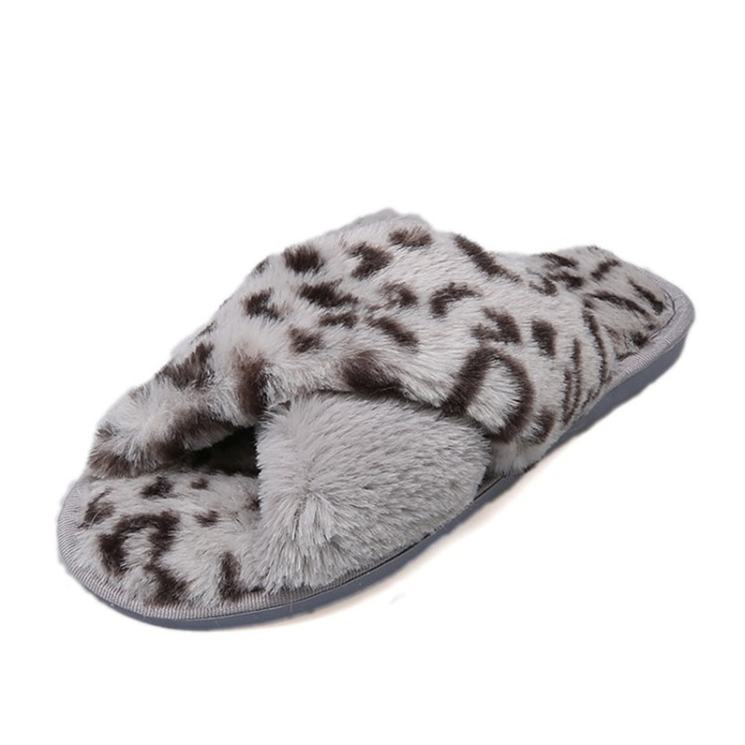 Warm Faux Fur Leopard Home Slippers