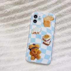 Funda para iPhone con diseño de tablero de ajedrez y pastel