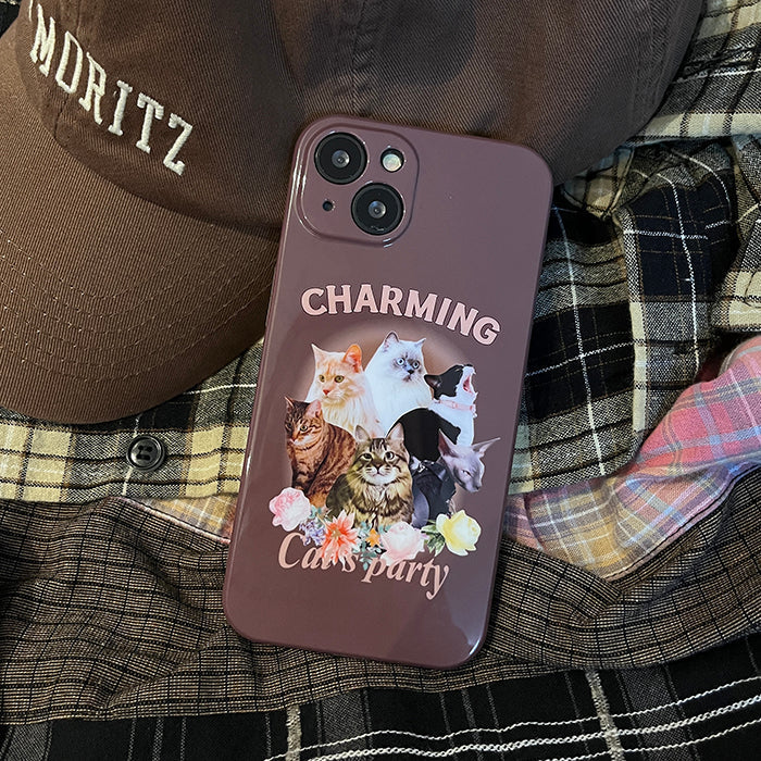 Funda para iPhone con temática de fiesta de gatos