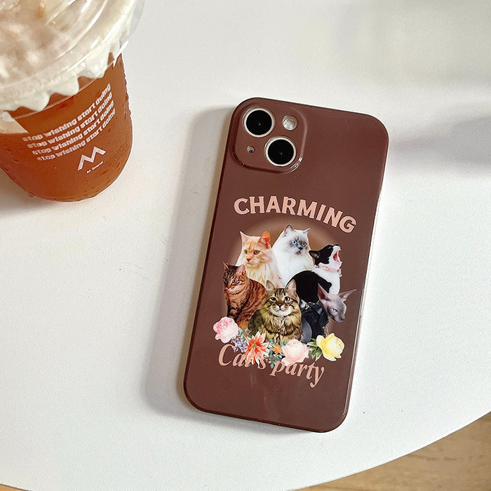 Funda para iPhone con temática de fiesta de gatos