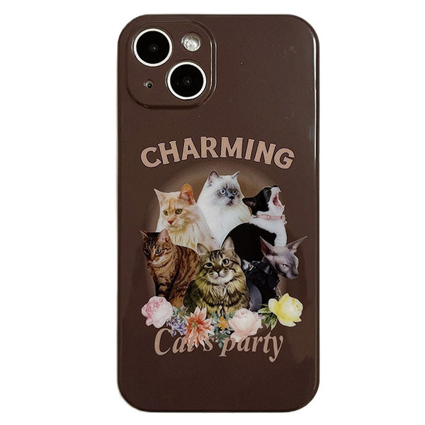 Funda para iPhone con temática de fiesta de gatos