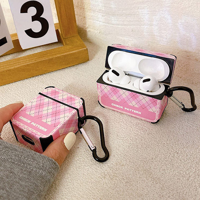 Estuche para Airpods con estampado de cuadros 