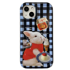 Funda para iPhone con diseño de conejo de cuadros