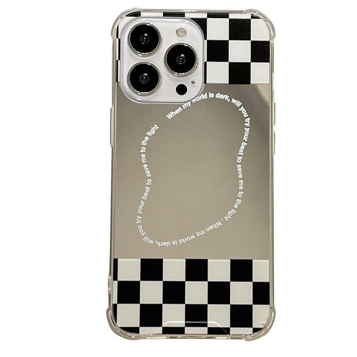 Funda para iPhone con espejo y diseño de tablero de ajedrez 