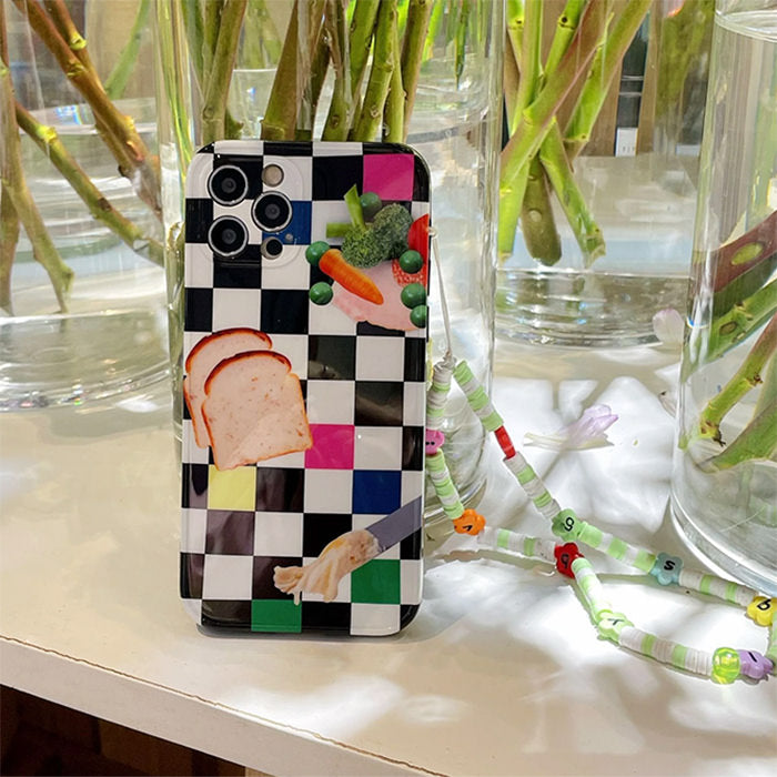 Funda para iPhone con diseño de tostadas a cuadros