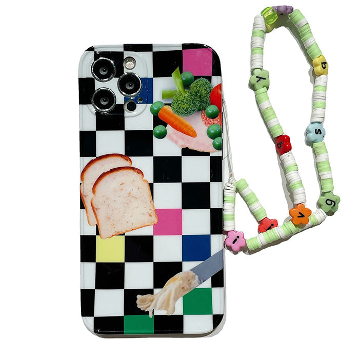 Funda para iPhone con diseño de tostadas a cuadros