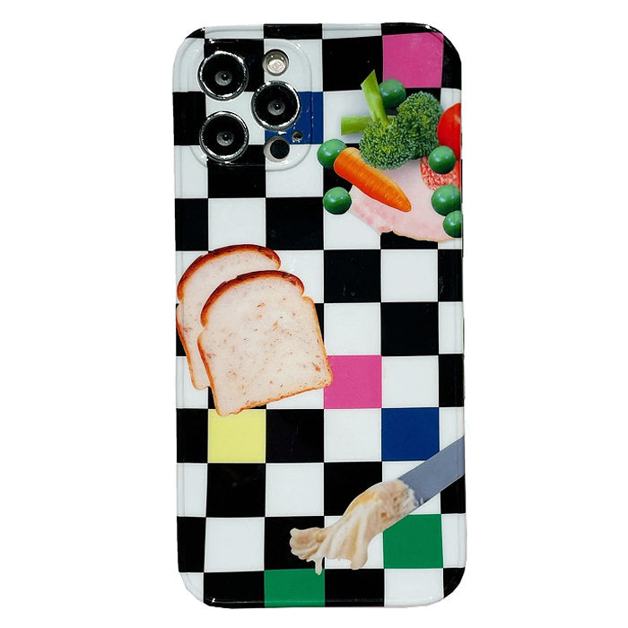 Funda para iPhone con diseño de tostadas a cuadros