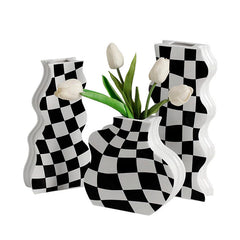 Checkered Wavy Vase