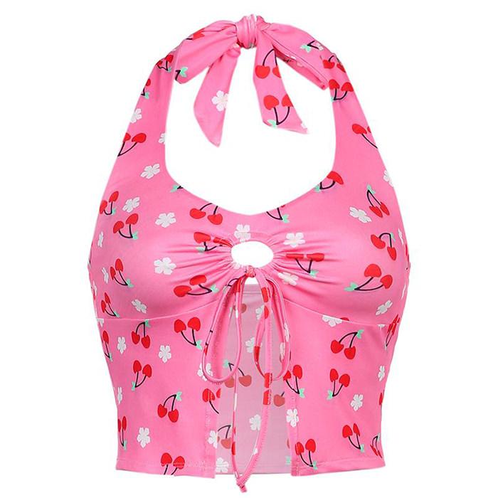 Top halter con flor de cerezo