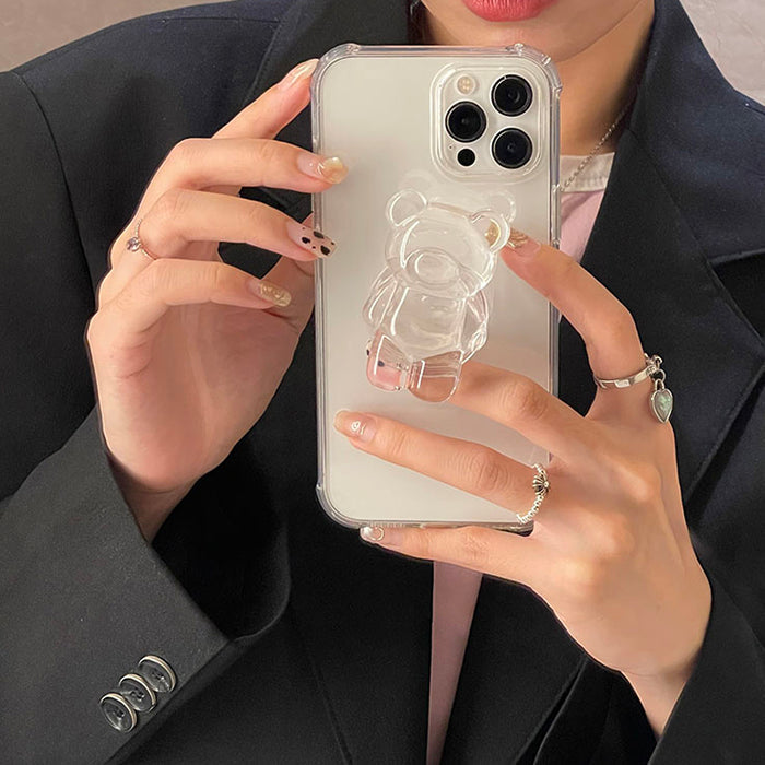 Funda transparente para iPhone con diseño de oso 